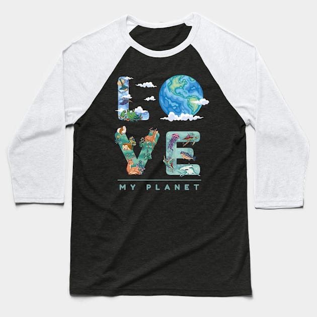Love Mother Earth Environment Earth Day 2024 Baseball T-Shirt by Visual Vibes